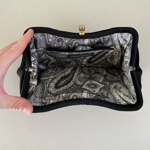 Banana Republic black suede clutch with flower